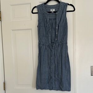Blue Striped Shift Sleeveless Dress